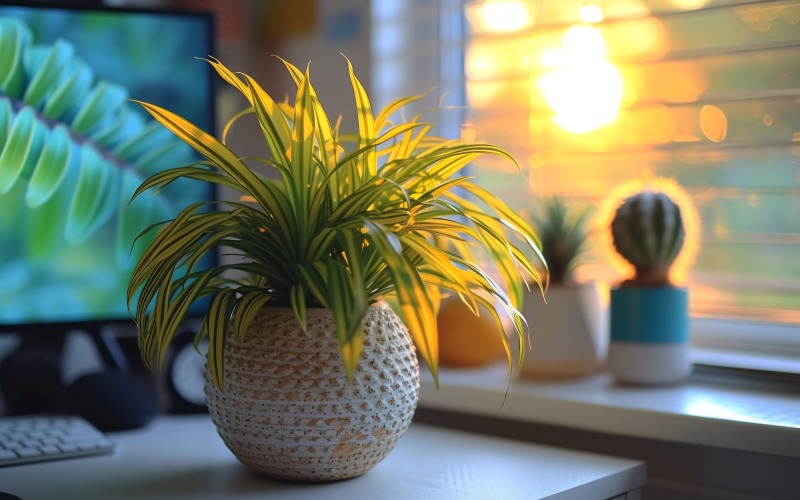 plant vase on the computer table 204 Illustration