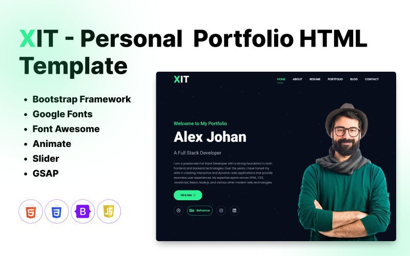 XIT - Personal Portfolio html template Website Template