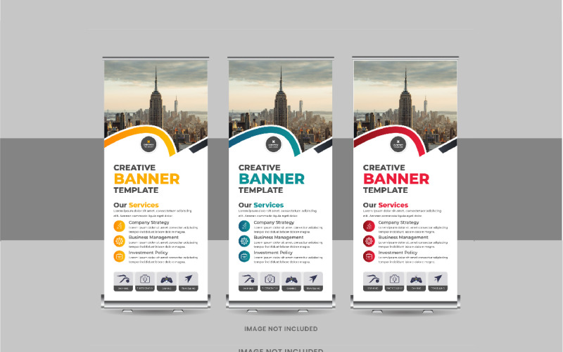 Corporate roll up banner, Business vertical stand rollup Banner or X-banner standee signage design Corporate Identity