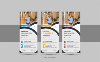 Corporate roll up banner, Business vertical stand rollup Banner or X-banner standee signage layout