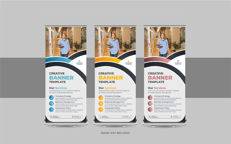 Corporate roll up banner, Business vertical stand rollup Banner or X-banner standee signage layout Corporate Identity