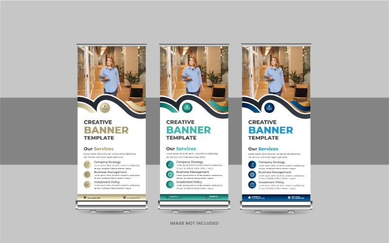 Corporate roll up banner, Business vertical stand rollup or X-banner standee signage template design Corporate Identity