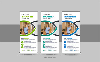 Corporate roll up banner, Business vertical stand rollup or X-banner standee signage template layout