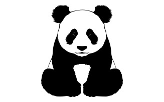 create a silhouette Panda vector image with white background, photo, illustration