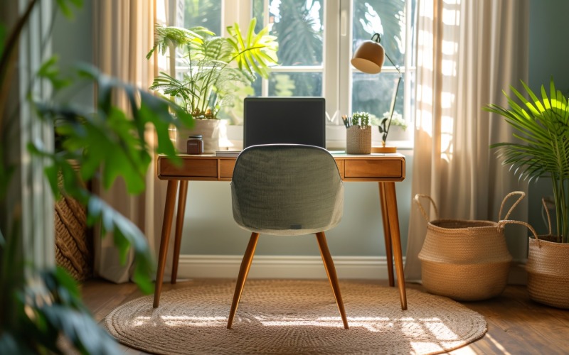 Home Office room computer vases on the table 233 Illustration