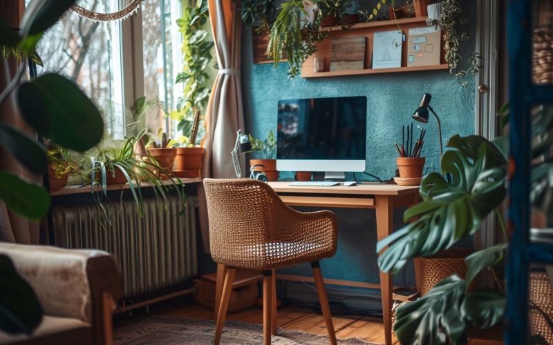 Home Office room computer vases on the table 234 Illustration