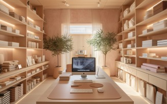 Home office room in chair with dried flowers 299