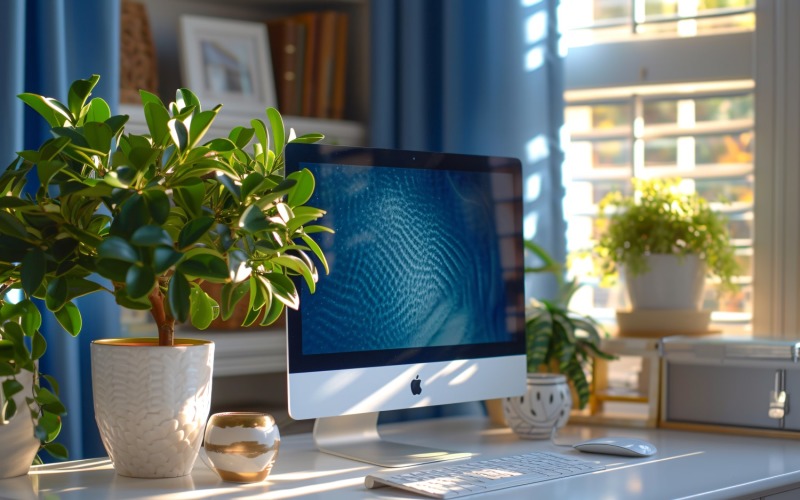 Home office room with chair & computer on the table 283 Illustration