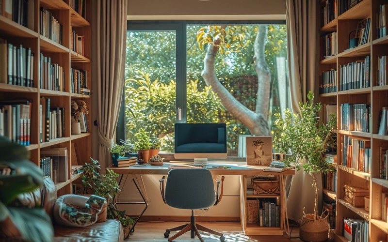 Home office room with chair & Sofa 291 Illustration