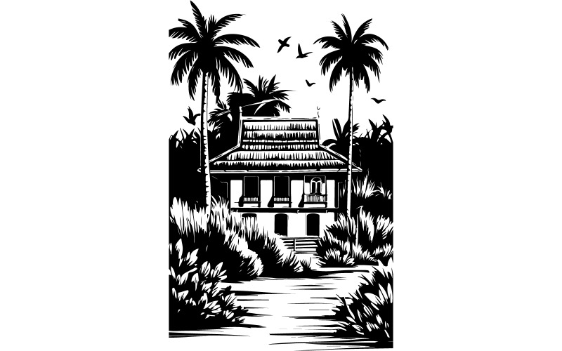 The House silhouette art Illustration