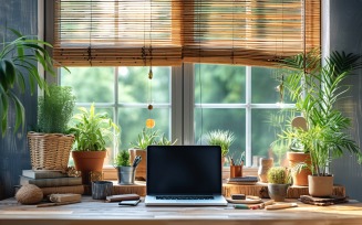 Home office room with big vases under the table 333