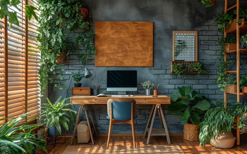 Home office room with big vases under the table 334 Illustration