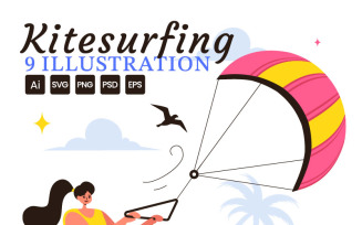 9 Kitesurfing Sport Illustration