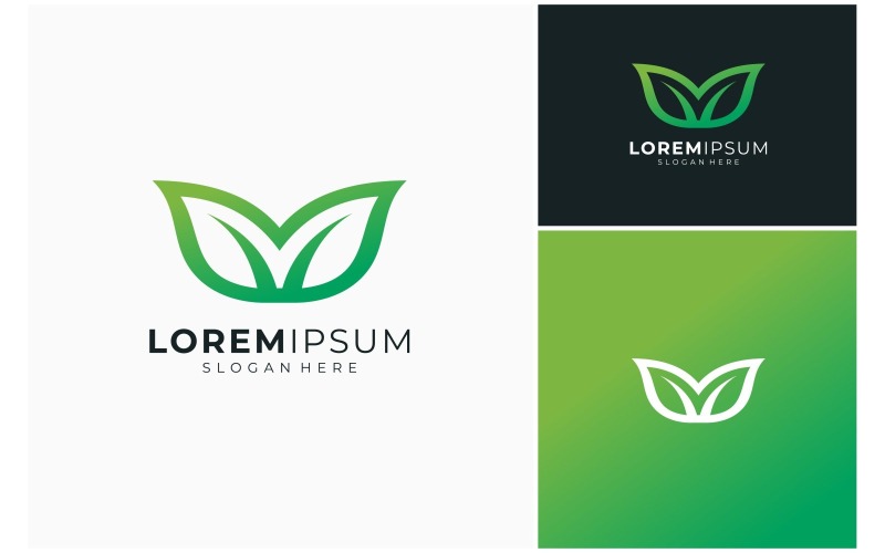 Letter M Leaf Fresh Natural Logo Logo Template