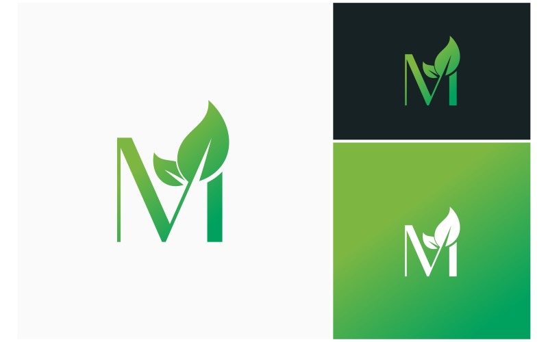 Letter M Leaf Green Fresh Logo Logo Template