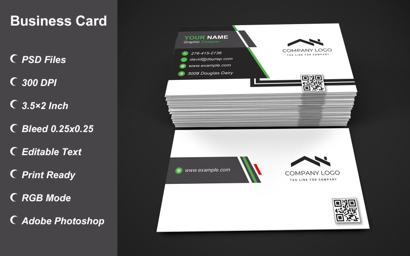 Visiting Card Template with Customizable Designs - 375 Corporate Identity