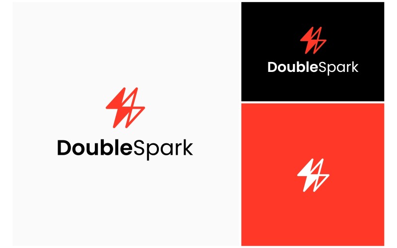 Double Spark Lightning Electric Logo Logo Template