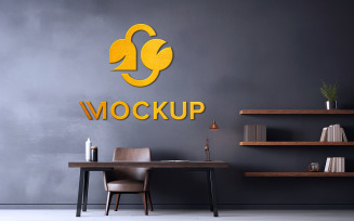 Gold logo mockup 3d realistic