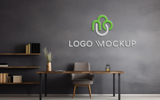 Gray wall logo mockup psd template