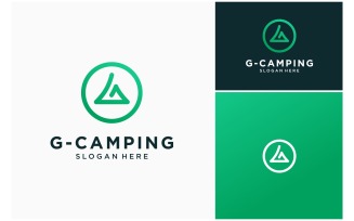 Letter G Camping Camp Tent Logo