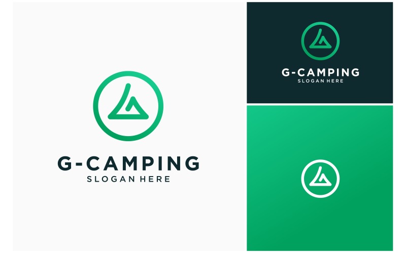 Letter G Camping Camp Tent Logo Logo Template
