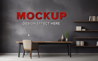 Logo mockup on gray wall psd