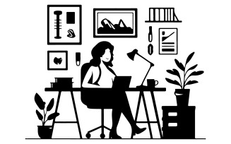 Office coulee silhouette vector art illustration