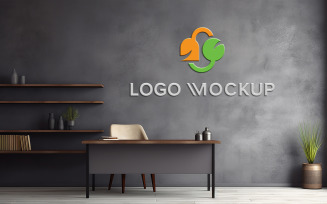 Office wall logo mockup psd v1