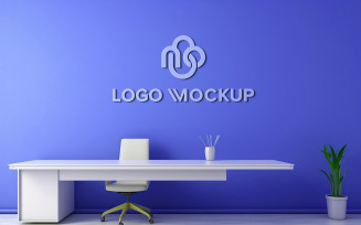 Purple wall logo mockup psd