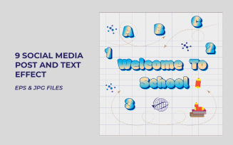 Welcome to school social media post and text effect