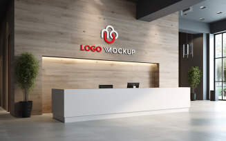 Wooden wall logo mockup with counter