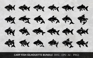 Carp fish silhouette design bundle set with white background