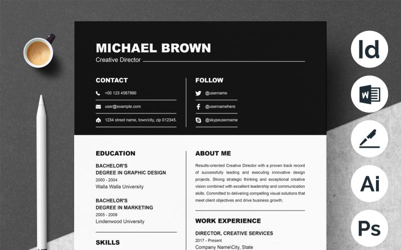 Creative Portfolio Resume Template Design