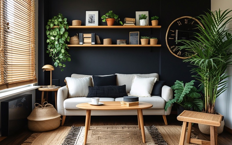 Home office room with big vases under the table 352 Illustration