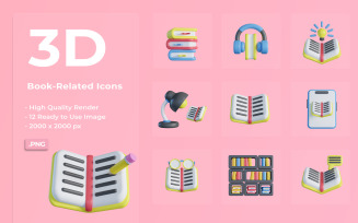 3D Book Related Icon Design