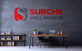 Logo mockup template on wall