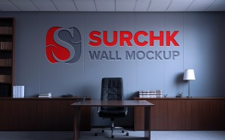 Realistic gray wall logo mockup