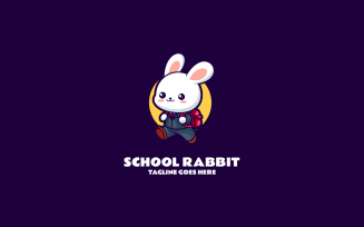 School Rabbit Mascot Cartoon Logo