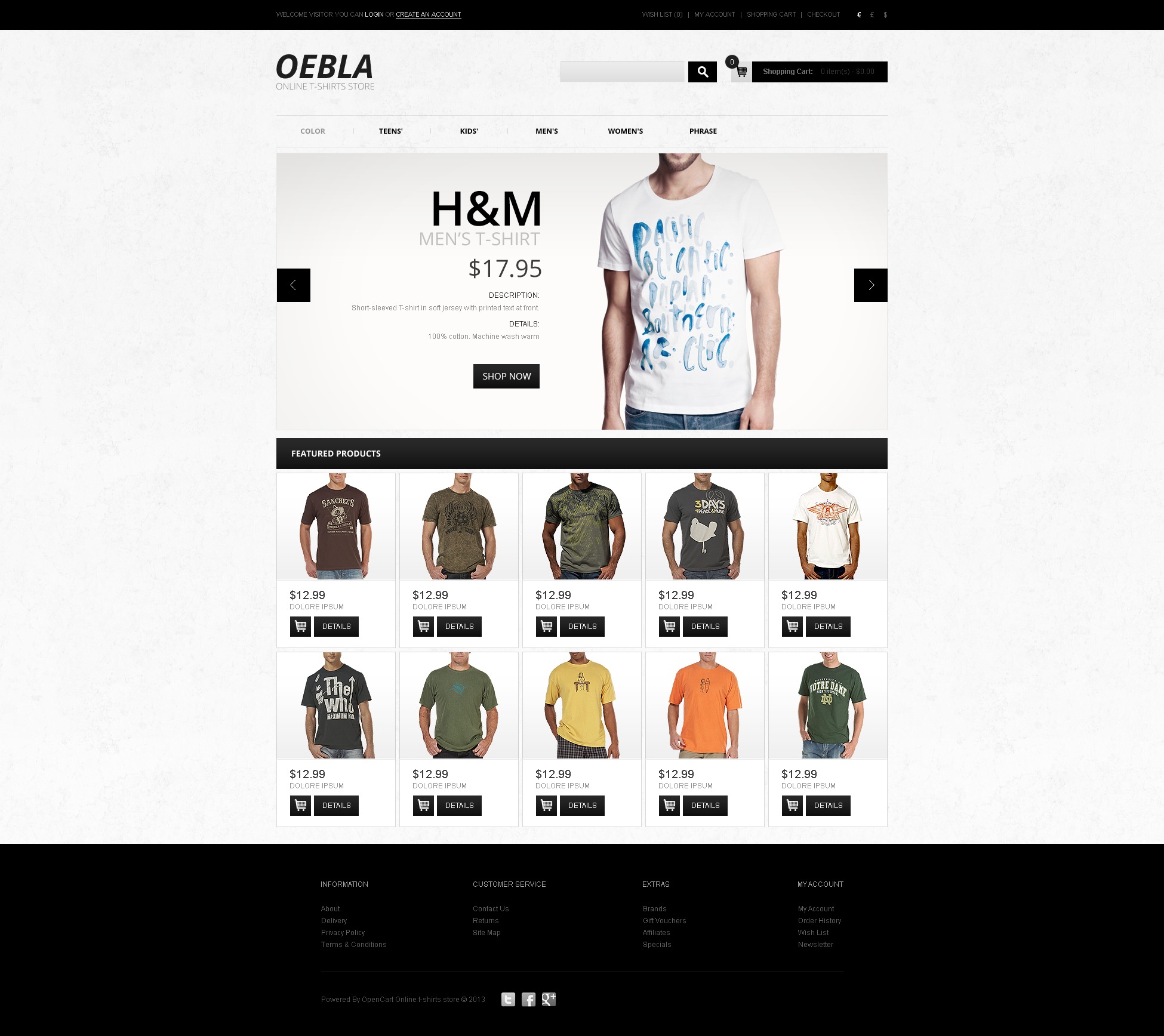 Online T Shirt Store OpenCart Template 44053