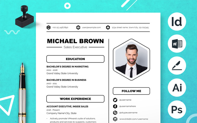 Clean & Professional Design Template Resume Template