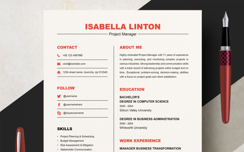 Executive CV Template Design Resume Template