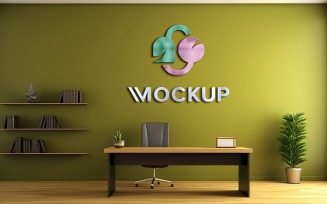 Logo mockup on wall psd design