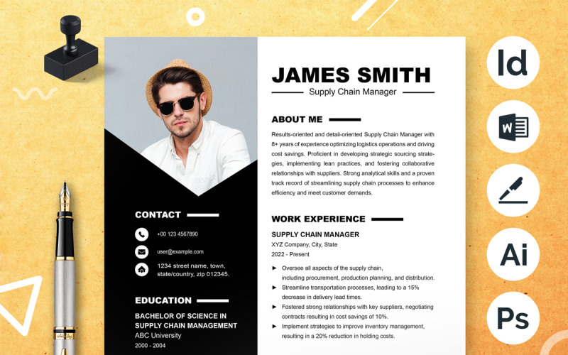 Professional Modern Resume Template with Photo