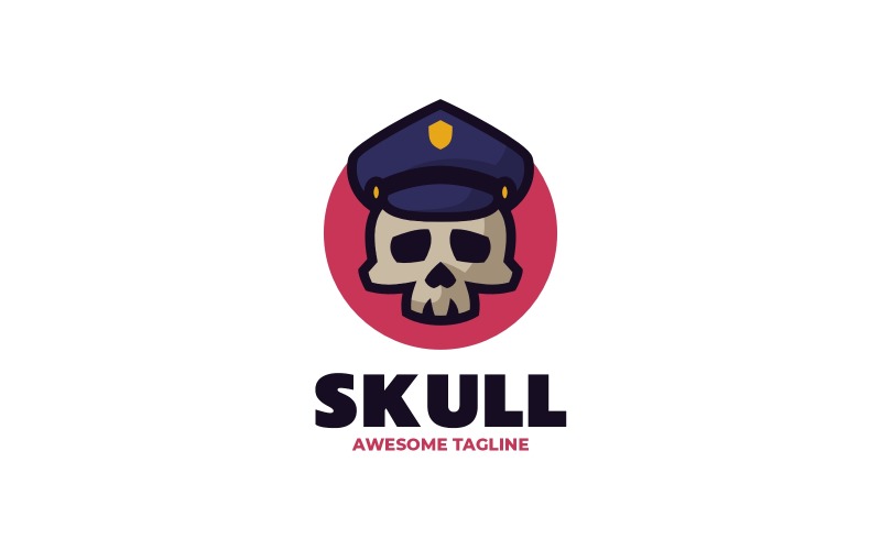 Skull Police Simple Mascot Logo Logo Template