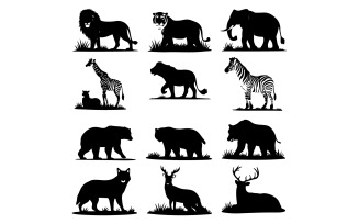 Design a high-quality collection of wild animal silhouette