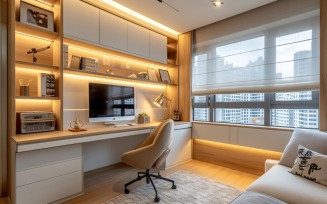 Home office room with chair & Book on the table 477