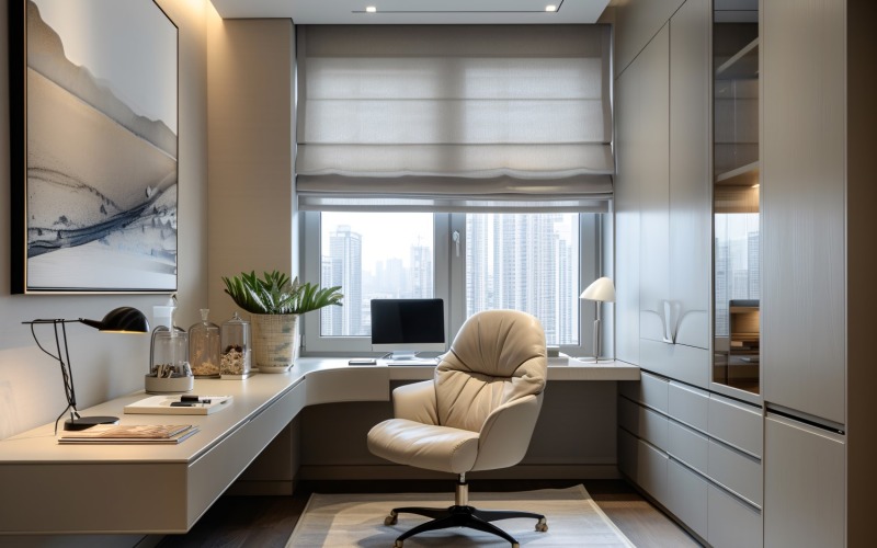 Home office room with chair & closet 441 Illustration