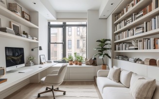 Home office room with chair & laptop Book on the table 498