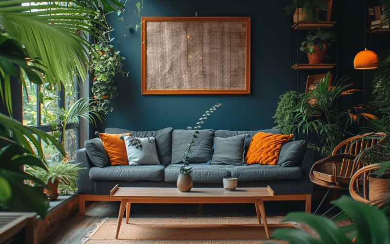 Home office room with chair & sofa vases on the wooden ply 438 Illustration