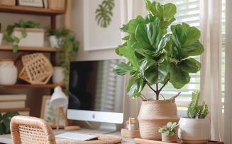 Home office room with vases on the wooden table 455